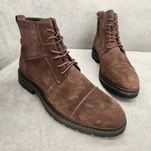 Section X Ankle Boots Men's 8.5 Chocolate Brown Suede Braxton Biker New $135